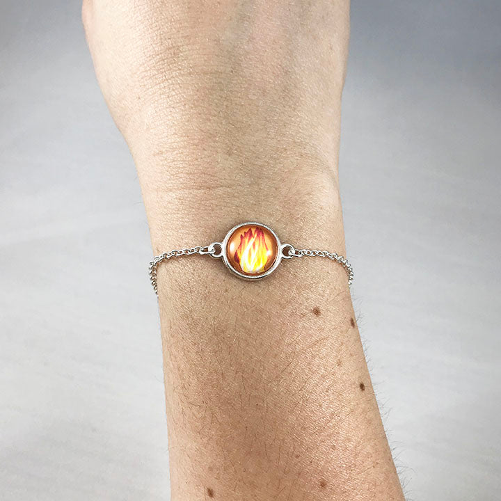 Excited Flame - Dragon Flame Fire Element Charm Chain Bracelet