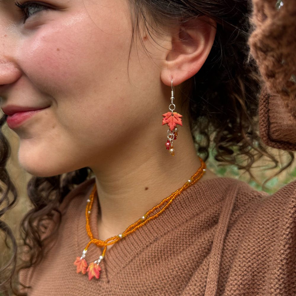 Sugar Maple Leaf Cluster Earrings - Autumn Equinox Collection