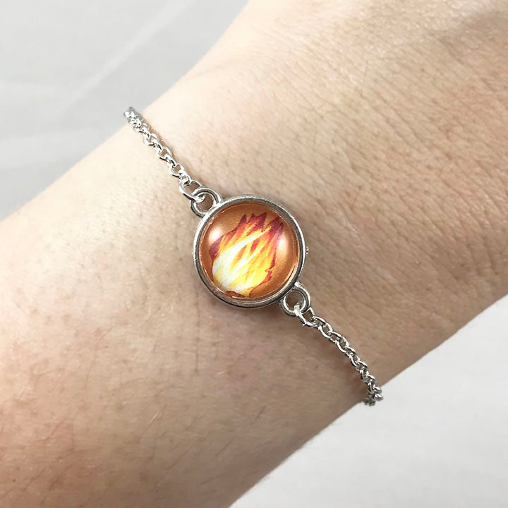 Excited Flame - Dragon Flame Fire Element Charm Chain Bracelet