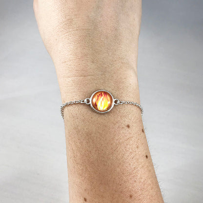 Excited Flame - Dragon Flame Fire Element Charm Chain Bracelet