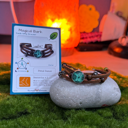 Magical Bark - Bulb of Life Wood Element 3-Strand Suede Wrap Bracelet