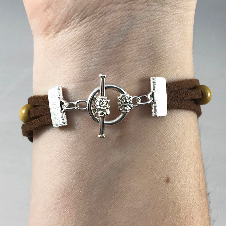 Magical Bark - Bulb of Life Wood Element 3-Strand Suede Wrap Bracelet