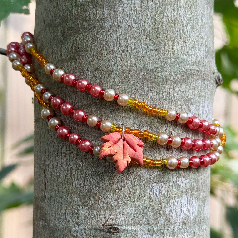 Sugar Maple Leaf Wrap multi-purpose bracelet/necklace/anklet: Autumn Equinox Collection