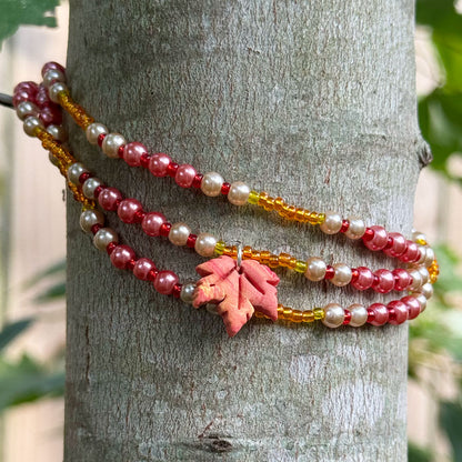 Sugar Maple Leaf Wrap multi-purpose bracelet/necklace/anklet: Autumn Equinox Collection