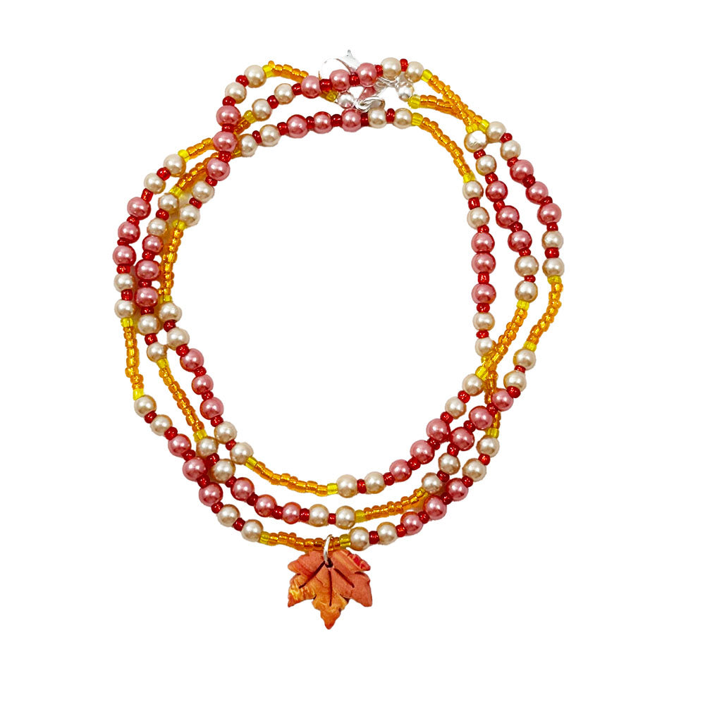 Sugar Maple Leaf Wrap multi-purpose bracelet/necklace/anklet: Autumn Equinox Collection