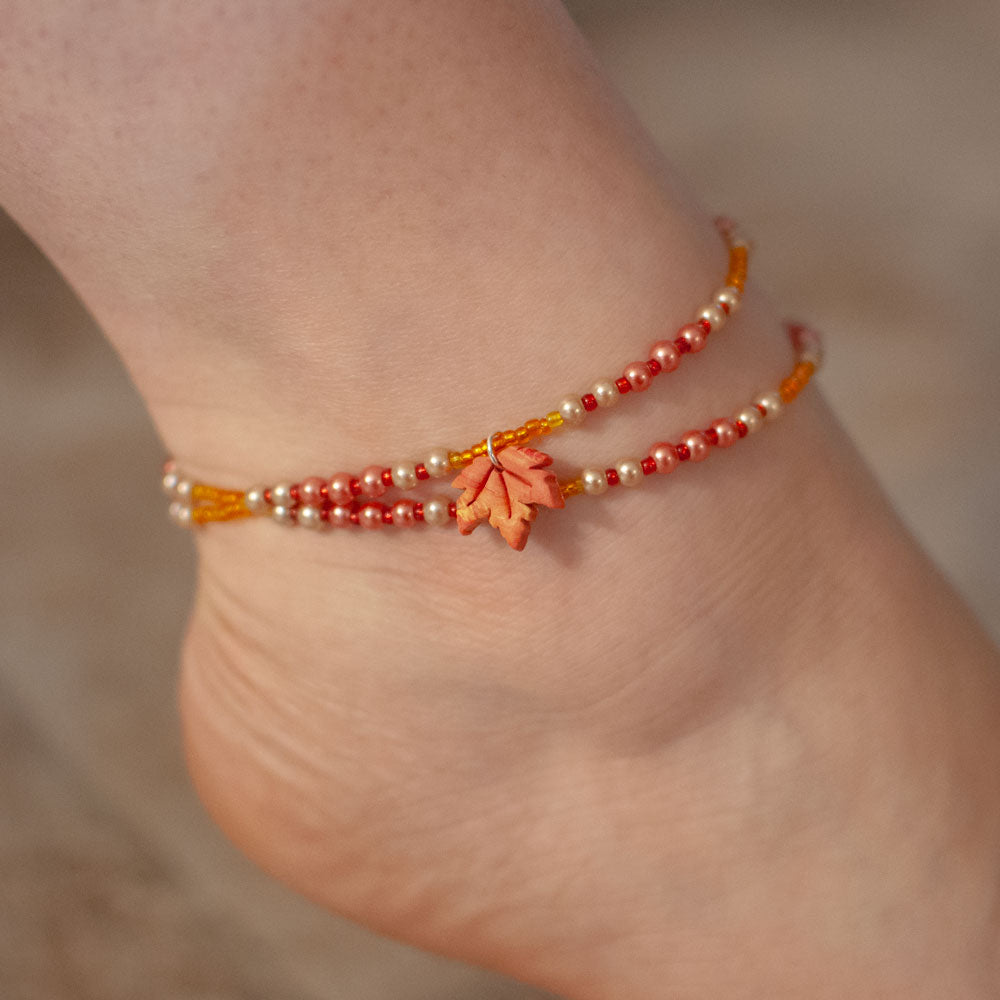 Sugar Maple Leaf Wrap multi-purpose bracelet/necklace/anklet: Autumn Equinox Collection