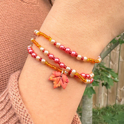 Sugar Maple Leaf Wrap multi-purpose bracelet/necklace/anklet: Autumn Equinox Collection
