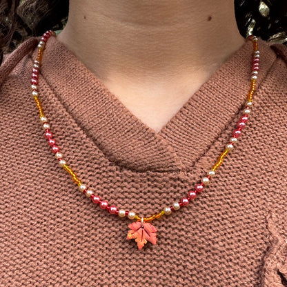 Sugar Maple Leaf Wrap multi-purpose bracelet/necklace/anklet: Autumn Equinox Collection