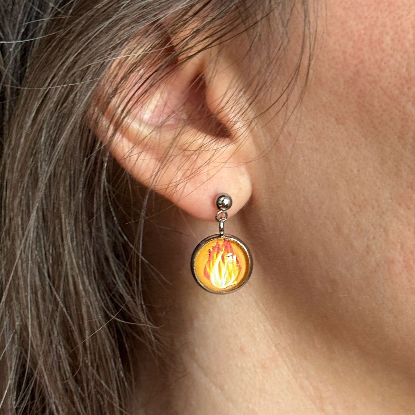 Twin Flames - Dragon Flame Fire Element Drop Earrings
