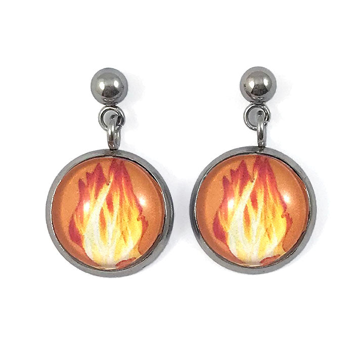 Twin Flames - Dragon Flame Fire Element Drop Earrings