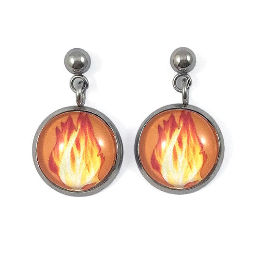 Twin Flames - Dragon Flame Fire Element Drop Earrings
