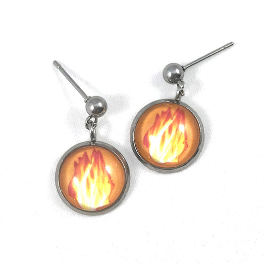 Twin Flames - Dragon Flame Fire Element Drop Earrings