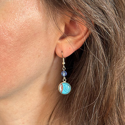 Ice Crystals - Turtle Splash Water Element Crystal Dangle Earrings