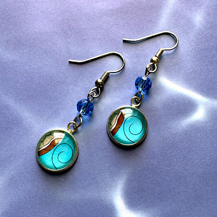 Ice Crystals - Turtle Splash Water Element Crystal Dangle Earrings