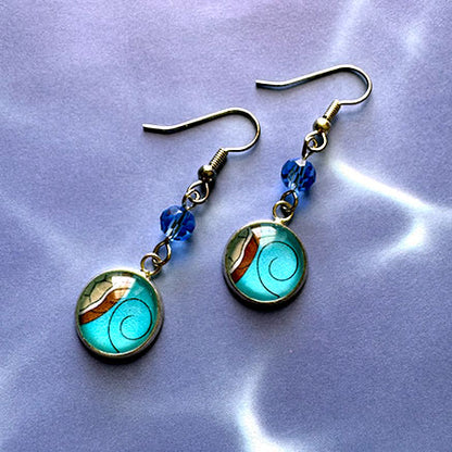Ice Crystals - Turtle Splash Water Element Crystal Dangle Earrings