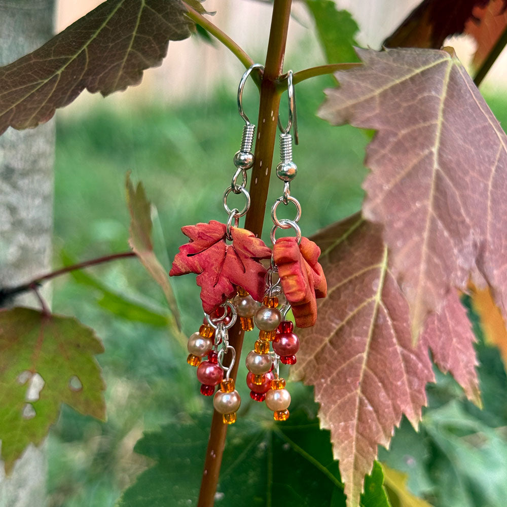 Sugar Maple Leaf Cluster Earrings - Autumn Equinox Collection