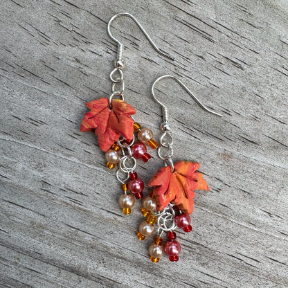 Sugar Maple Leaf Cluster Earrings - Autumn Equinox Collection