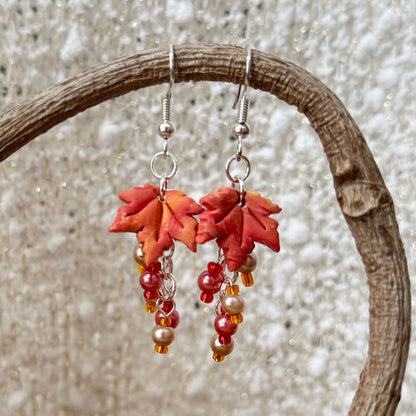 Sugar Maple Leaf Cluster Earrings - Autumn Equinox Collection