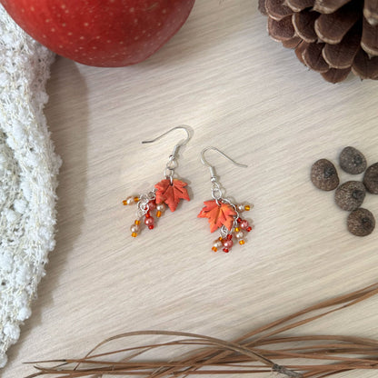 Sugar Maple Leaf Cluster Earrings - Autumn Equinox Collection