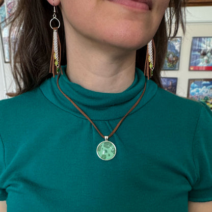 Soft Grass - Bulb of Life Wood Element Suede Necklace