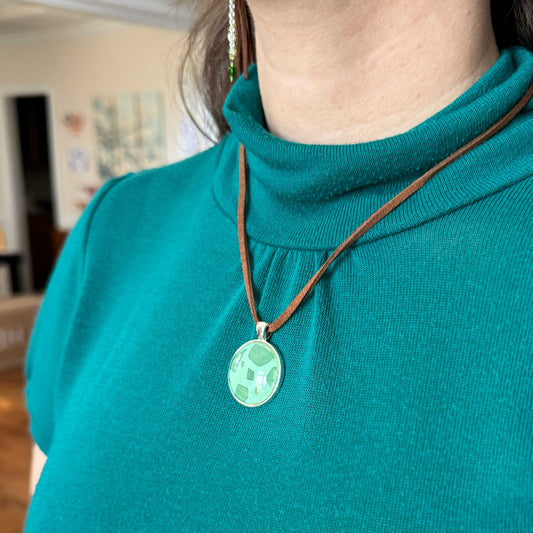 Soft Grass - Bulb of Life Wood Element Suede Necklace