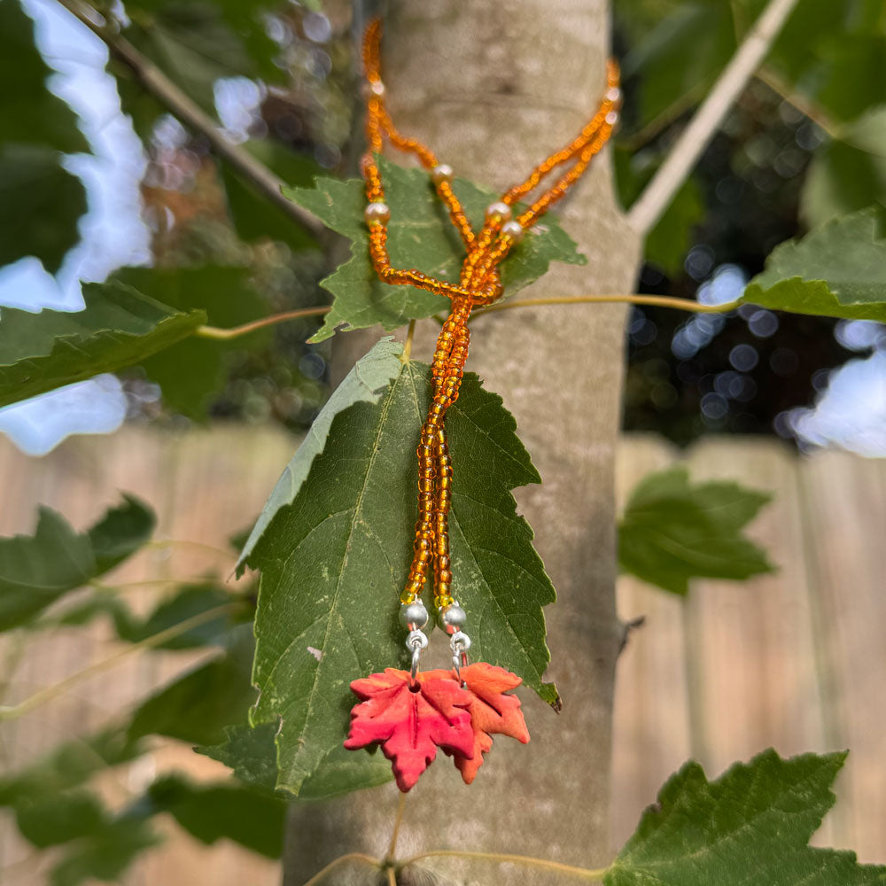 Sugar Maple Leaf Multi-wear Lariat Necklace: Autumn Equinox Collection