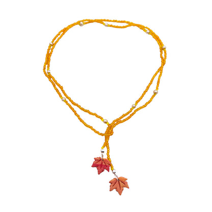 Sugar Maple Leaf Multi-wear Lariat Necklace: Autumn Equinox Collection