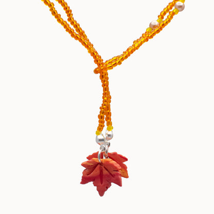 Sugar Maple Leaf Multi-wear Lariat Necklace: Autumn Equinox Collection